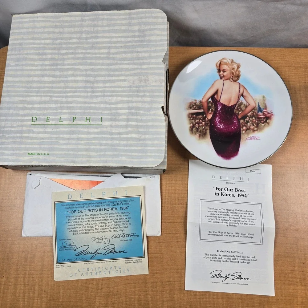 Marilyn Monroe Delphi #15698A For Our Boys in Korea, 1954 and Cert Collect Plate